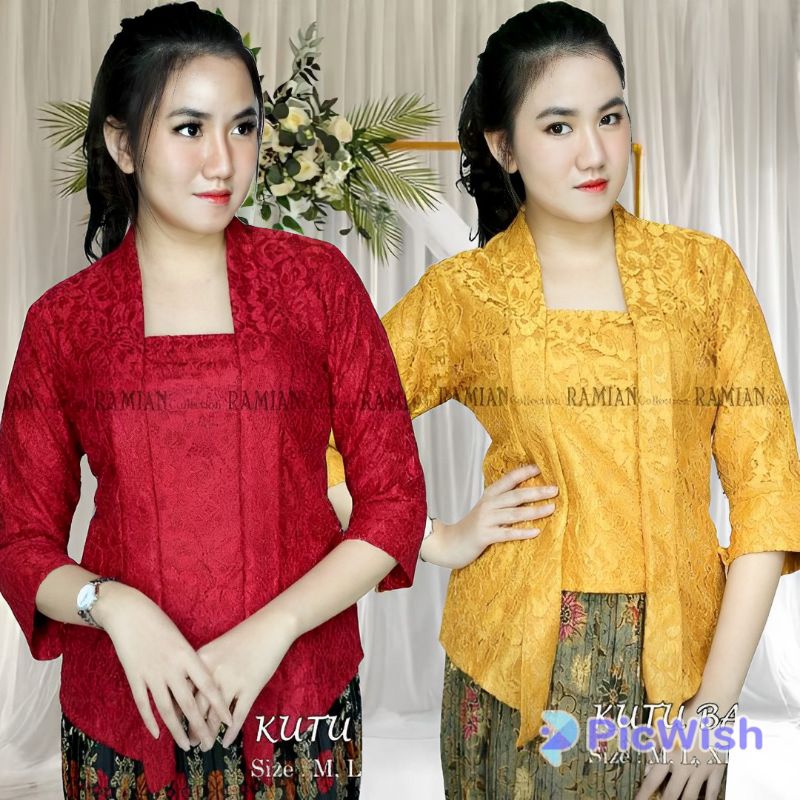 Kebaya Modern Brokat Atasan Kebaya Kutubaru Brukat Lengan 7/8 Baju Kondangan Kekinian