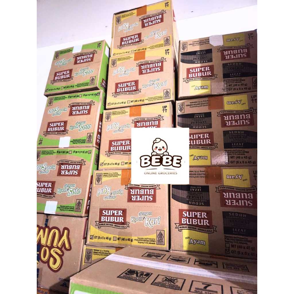 

SUPER BUBUR SINGLE KARI / SOTO / AYAM ( 1 DUS ISI 40 PCS)