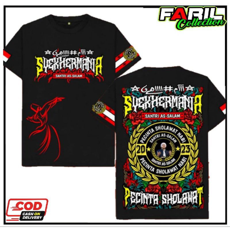 Baju Kaos Syekher Mania Santri As-SalamKaos Premium Combet 30s Kaos Atasan Unisex Anak Dan Dewasa Ov