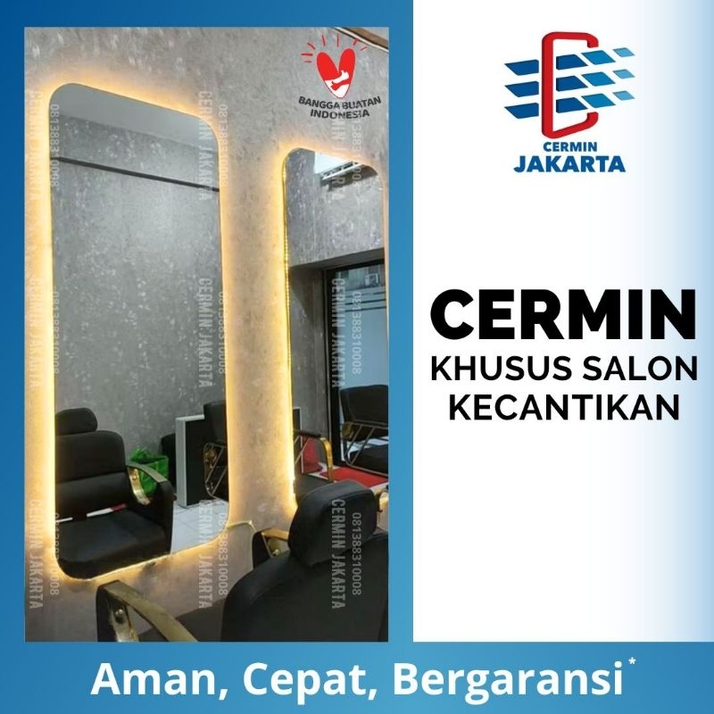 cermin salon kecantikan dinding besar lampu