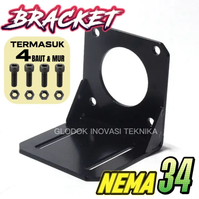 Bracket L mounting dudukan kaki motor stepper NEMA 34 NEMA34 baja 86
