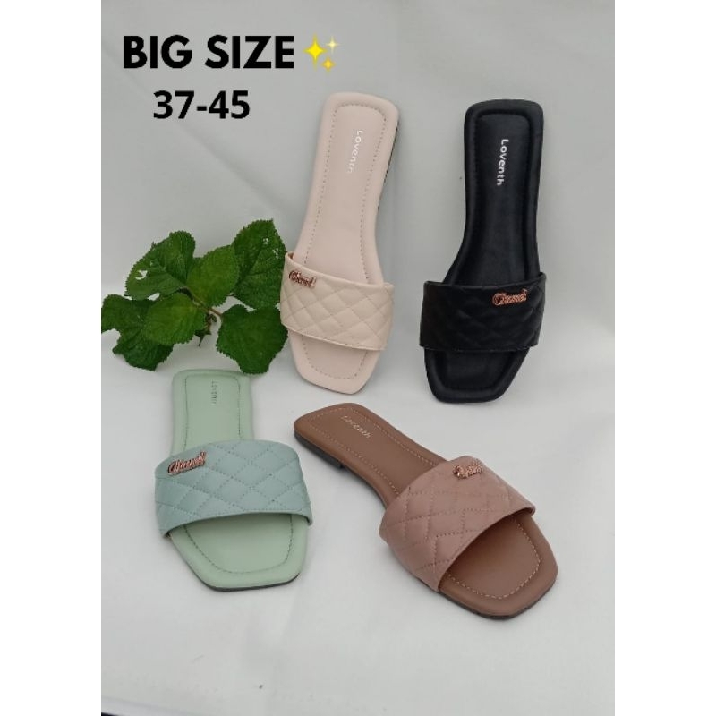 Loventh Chanel - Sandal Wanita Flat Teplek Original BIG SIZE