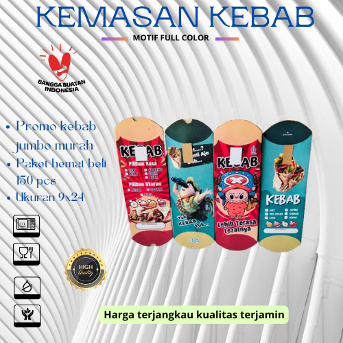 

PROMO Kemasan bungkus Kebab full color, kertas dus kebab isi 100pcs,Kotak kebab,Dus Box kebab labubu