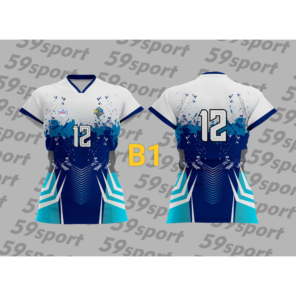 jersey baju voli cewek custom fullprinting nama nomor sendiri logo nama team dan sponsor