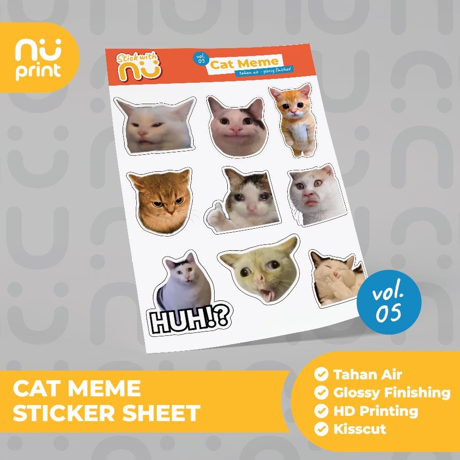 Sticker Sheet Cat Meme Aesthetic Waterproof Kisscut