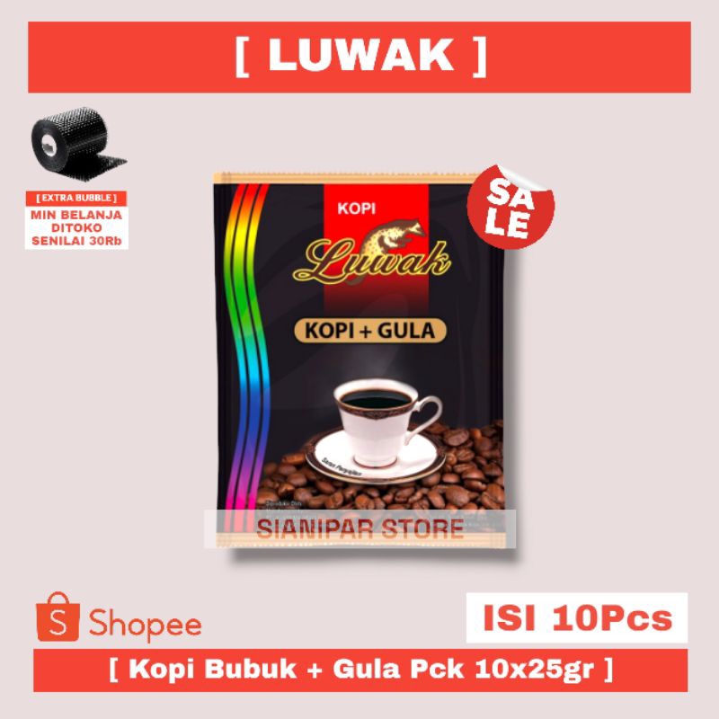 

LUWAK Kopi Bubuk + Gula Pck 10x25gr Renceng Isi 10Pcs