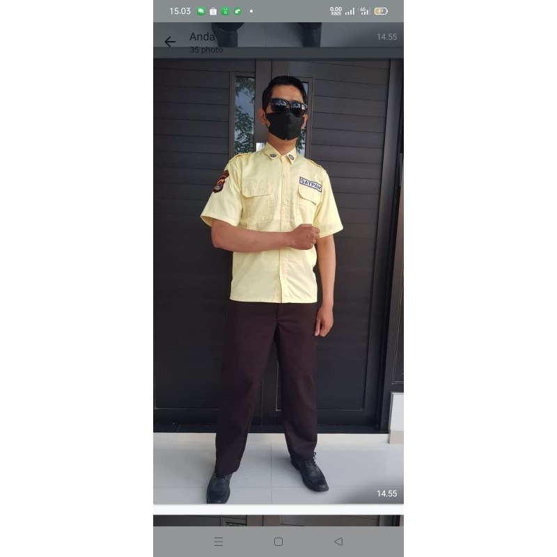 BAJU SERAGAM PDH SATPAM/SECURITY KREM TERBARU LENGAN PENDEK