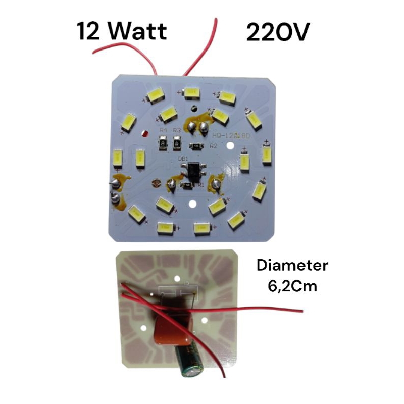 PCB LAMPU LED AC 220V 12 WATT (ISI 50 PCS) CAHAYA TERANG