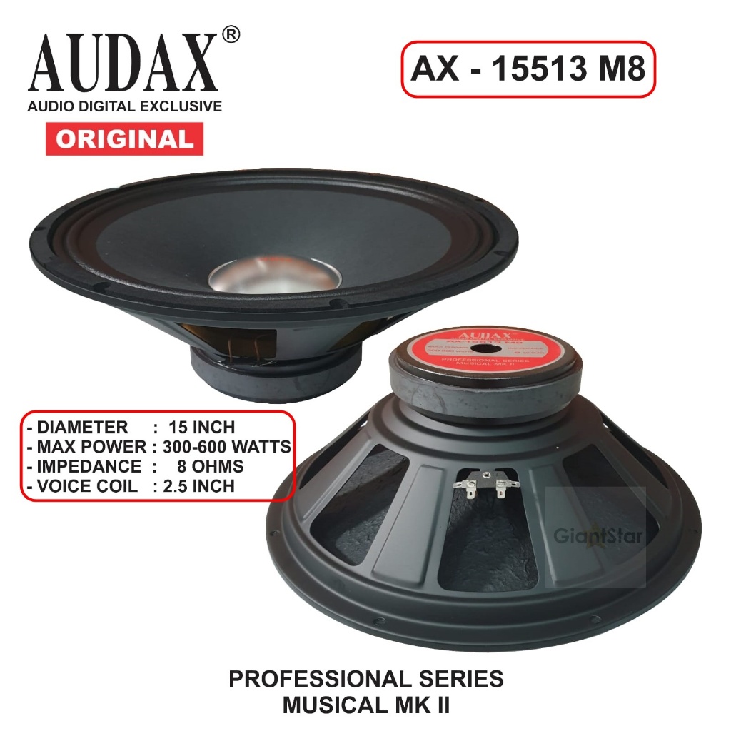 SPEAKER WOOFER AUDAX AX 15513 M8 FULL RANGE 15in 15 inch 300-600 Watt 15"