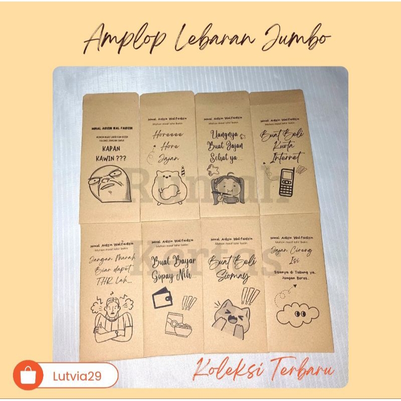 

(Bisa Custom) TERBARU Amplop Lebaran Jumbo Bisa Custom Nama Amplop Lebaran Jumbo Unik Amplop Lebaran Lucu Amplop Lebaran Kertas Kraft Amplop Lebaran Rustic
