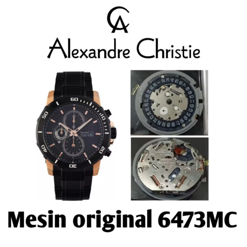 Mesin jam Alexandre christie original 6473MC