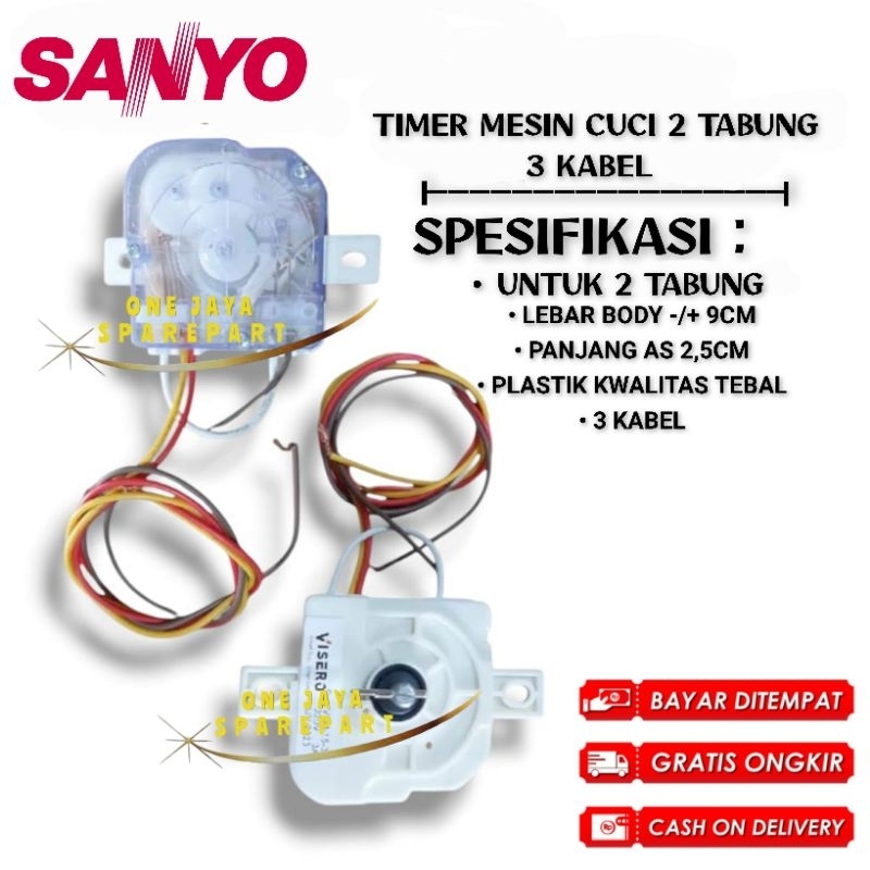 (TIMER SANYO) SANYO TIMER WASH PENCUCI PENGGILING MESIN CUCI 2 TABUNG 3 KABEL