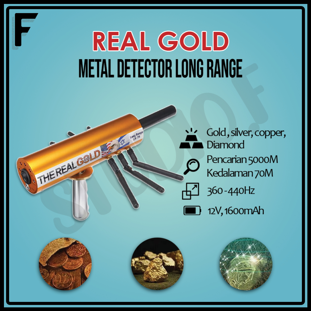 The Real Gold AKS Detektor Jarak Jauh untuk Emas, Perak, dan Permata - 6 Antena