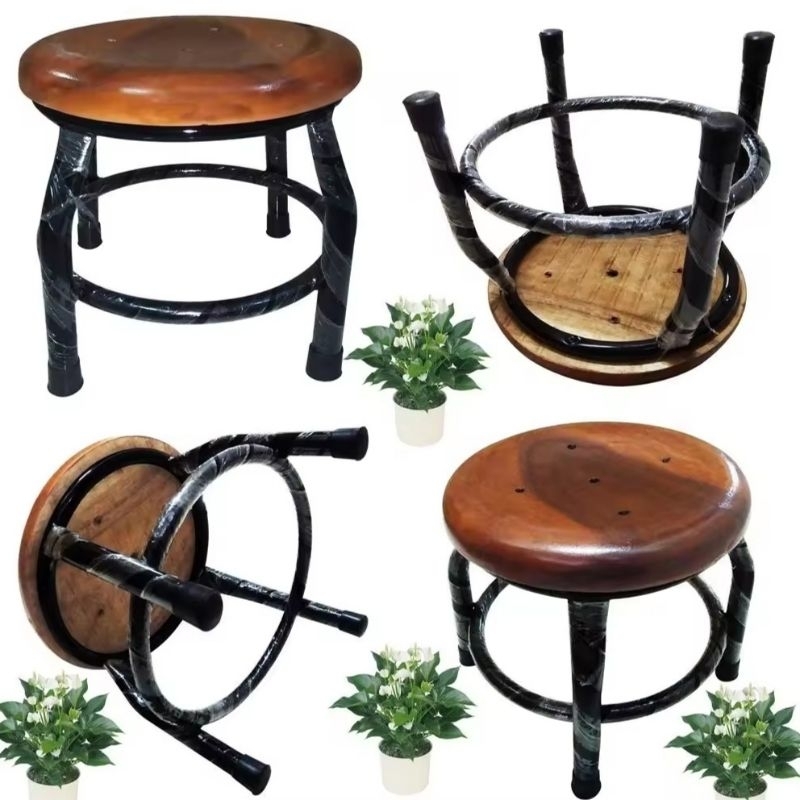 KURSI BESI DUDUKAN KAYU TINGGI 26CM, KURSI DAPUR,KURSI PENDEK, KURSI BESI, KURSI TAMAN,