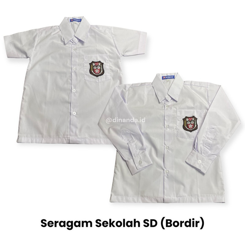 

Seragam Sekolah SD - Kemeja Panjang & Pendek Putih BADGE SD Bahan Cotton Tetoron