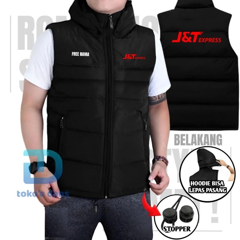 ROMPI JNT J&T XPRESS FREE NAMA KURIR EXPEDISI EXPRESS HOODIE BISA LEPAS PASANG