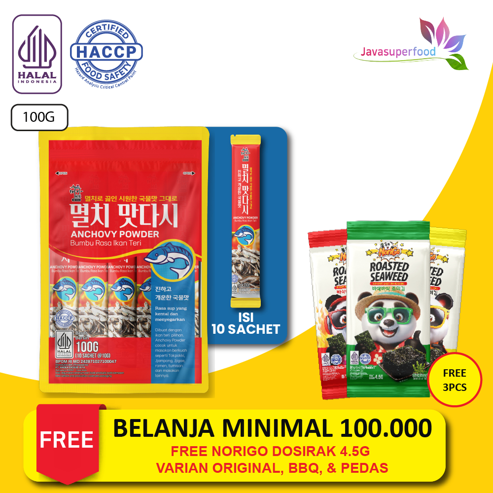 

[HALAL] DASHIDA ANCHOVY POWDER BUMBU RASA IKAN TERI 100G (ISI 10 SACHET) / SOUP STOCK ANCHOVY DASHIDA / BUBUK IKAN TERI / KALDU IKAN TERI / MYEOLCHI MATDASHI