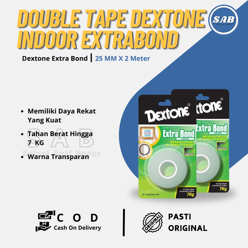 

Lakban Double Tape / Double Tape Extrabond Merekat Kuat Di Semua Tempat berbagai Media Original Dextone