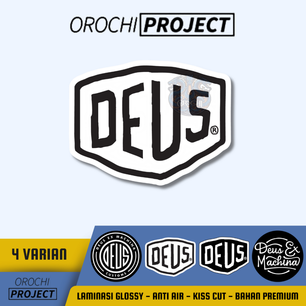 

Sticker Stiker Brand Logo Distro DEUS EX MACHINA Vinyl Glossy Anti Air HP Laptop Tumbler Motor Helm