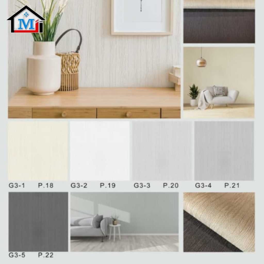 Wallpaper dinding polos Legacy bahan PVC warna polos bertekstur hiasan dinding