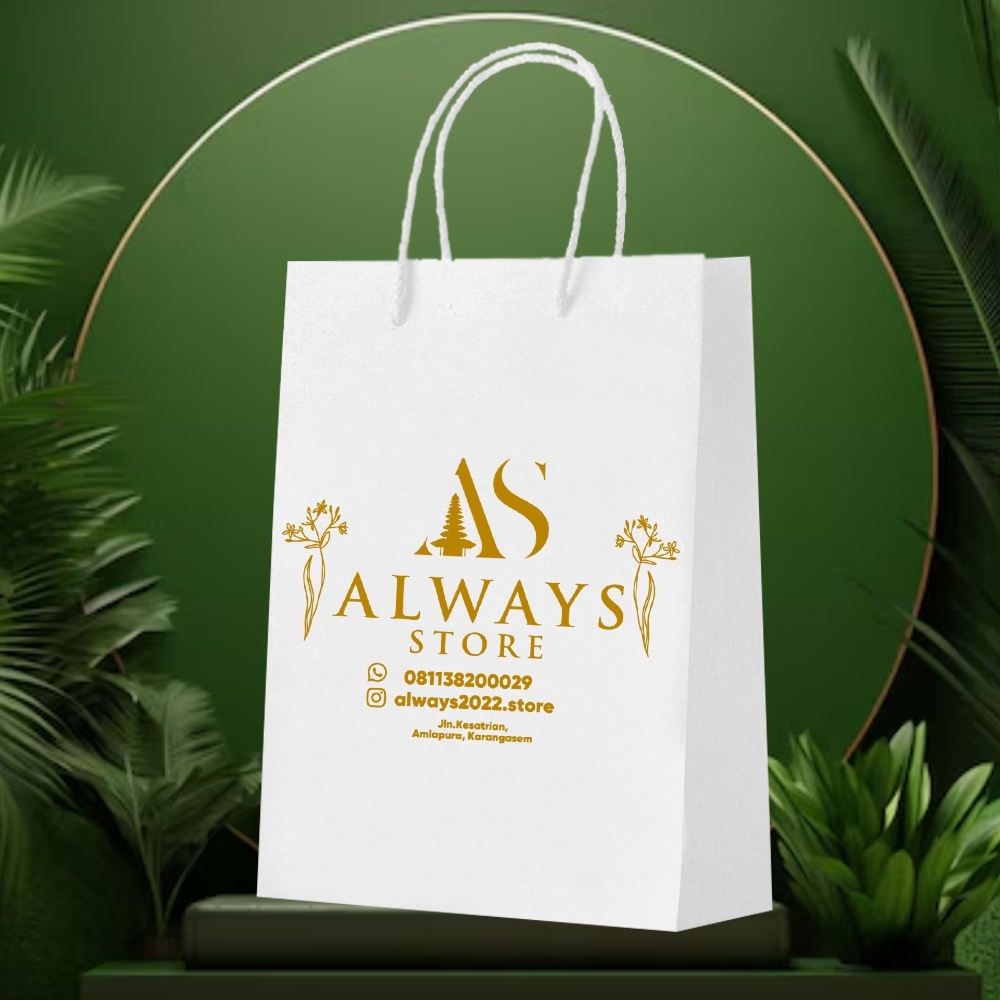 

Custom Paperbag Sablon Kertas Kraft Putih/Coklat Free Desain Dengan Sablon, Paper Bag Custom Sablon, Tas kertas Custom Sablon