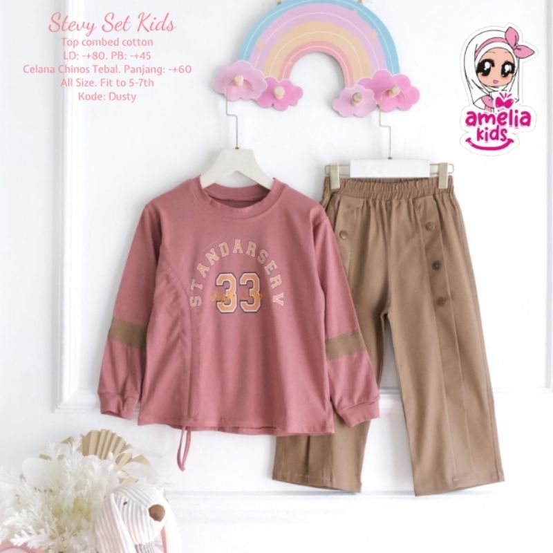 Stevy Set kids ori amelia kids label setelan  anak  cewek terbaru amelia kids