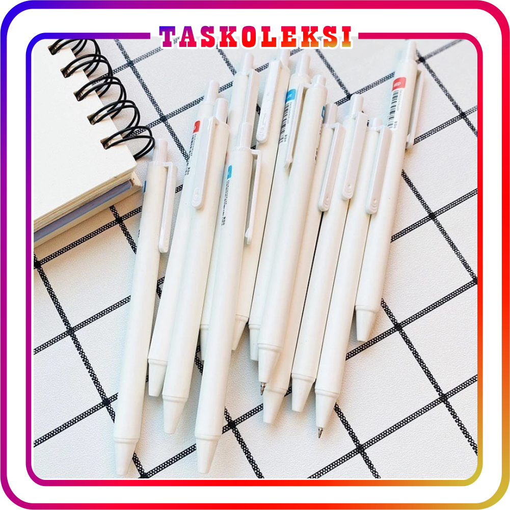 

TK Pena Cetekan Polos Putih Pena Gel 0.5mm Pulpen Warna Tinta Hitam Biru Alat Tulis Sekolah Kantor Pen Warna Putih Bolpoint Polos Murah S144