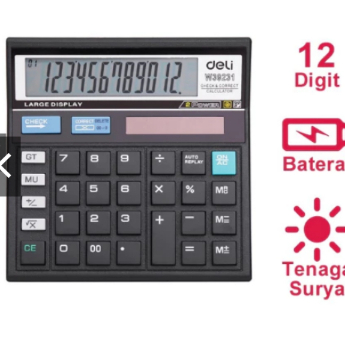 

kalkulator meja dagang original DELI DLC-512 HITAM easy Calculator