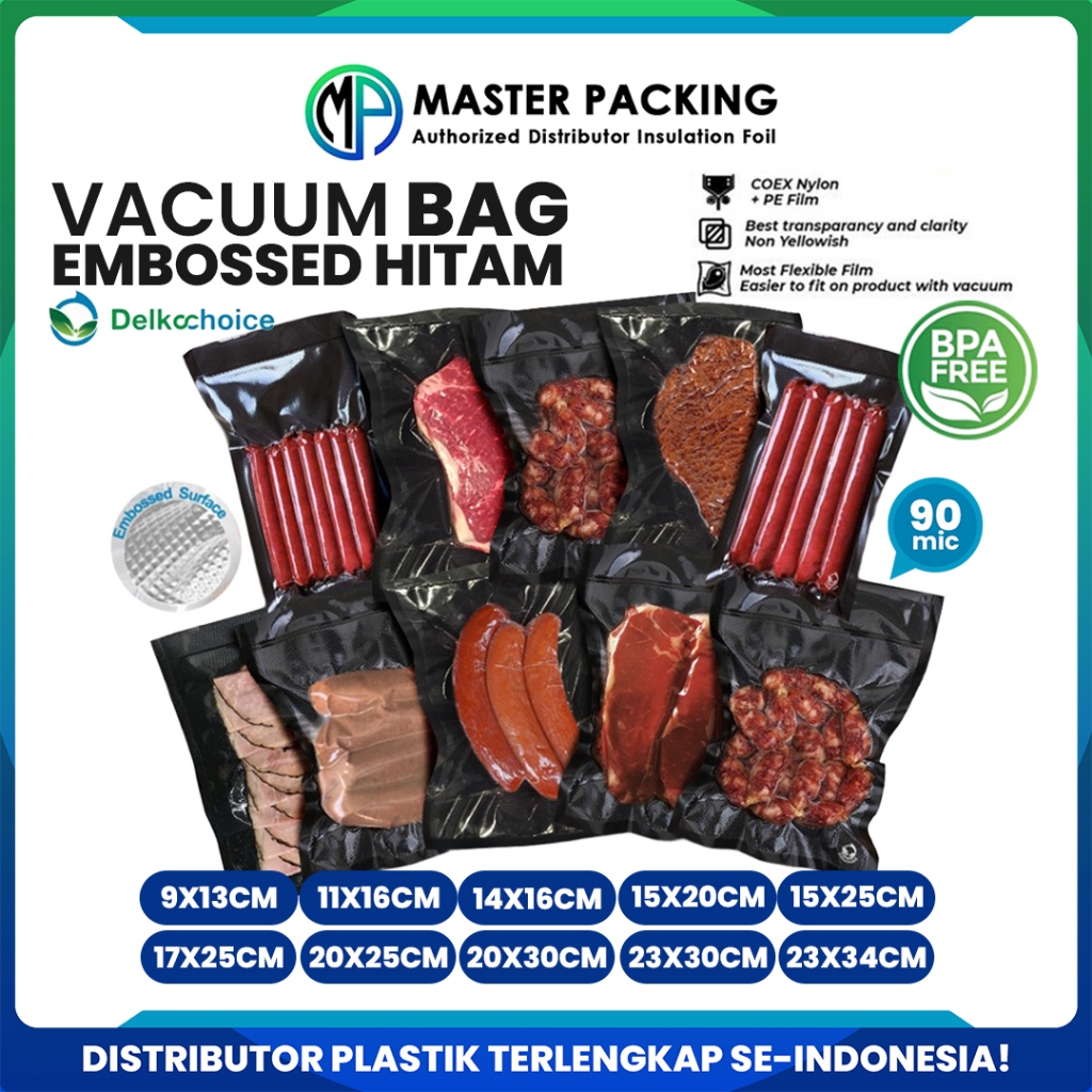 Plastik Vakum Vacuum Vacum Bag Sealer Emboss Hitam Delkochoice Satuan