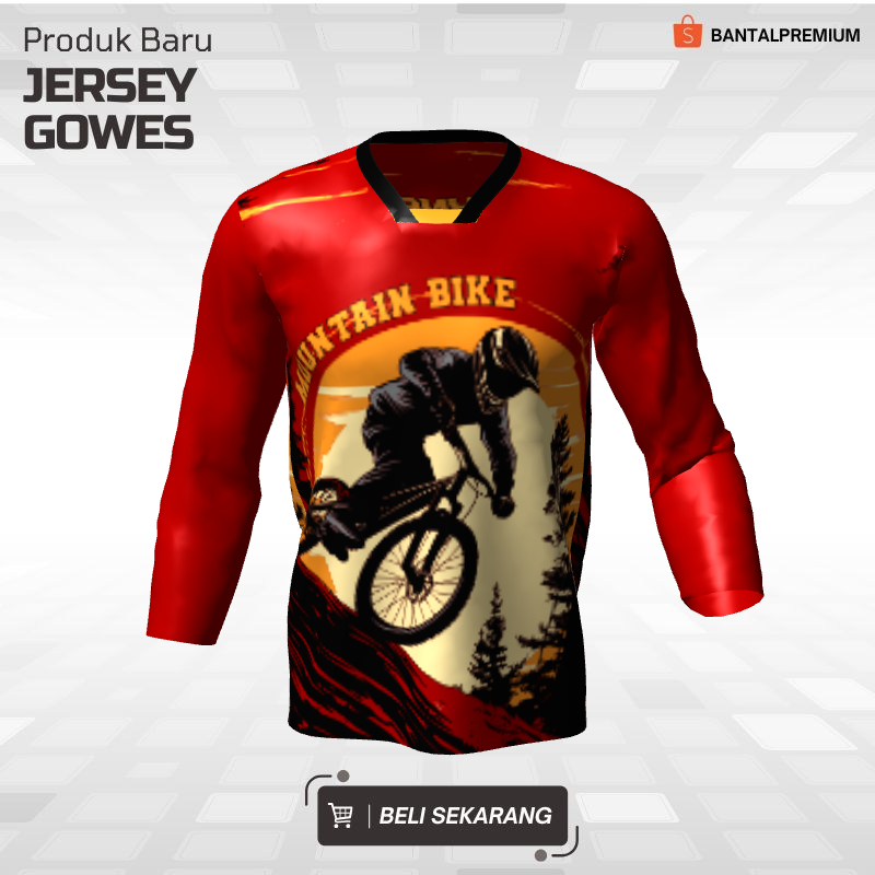 Kaos Jersey Gowes Sepeda Downhill Maroon Motif Sepeda Pegunungan 42 - Jersey Custom Lengan Panjang