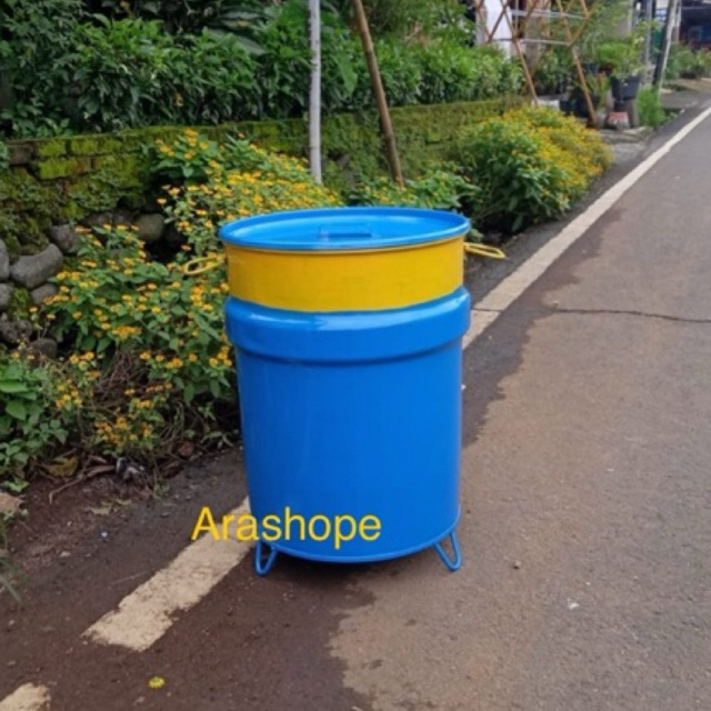Tempat sampah 50 liter+kaki/tong besi 50 liter/tempat bakar sampah