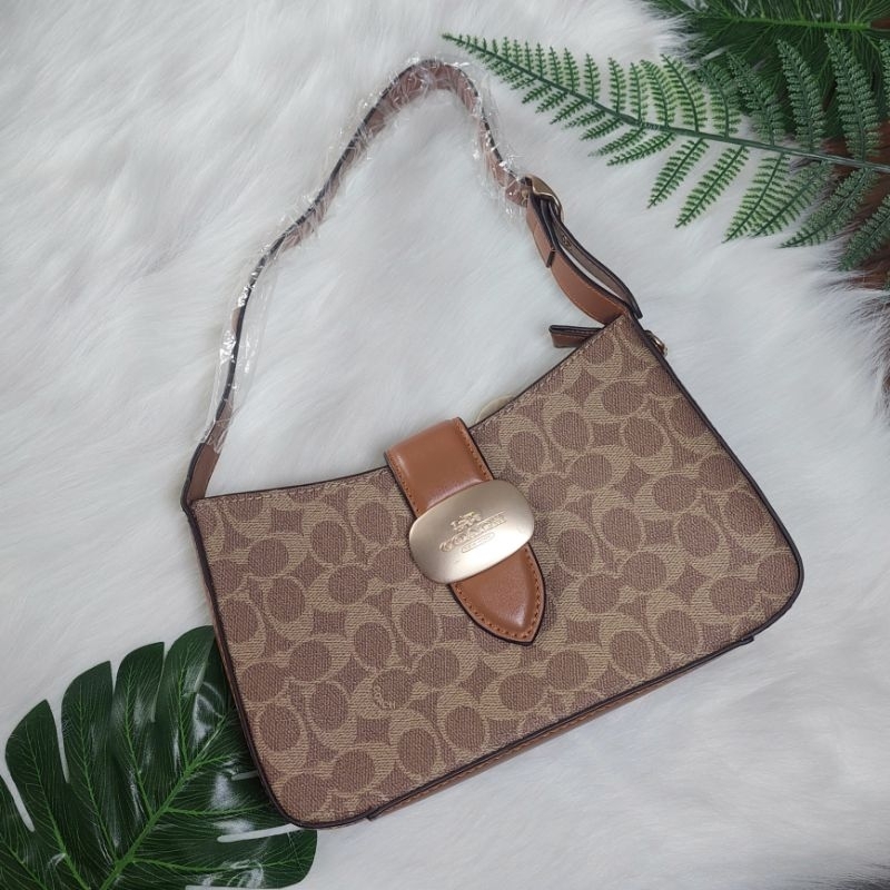 coach eliza shoulder bag signature brown