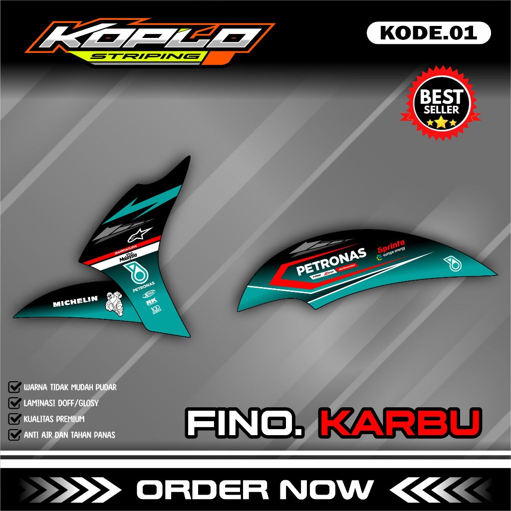 (cod) stiker motor - striping fino karbu - motor yamaha - motor - fino - sticker variasi - Racing De
