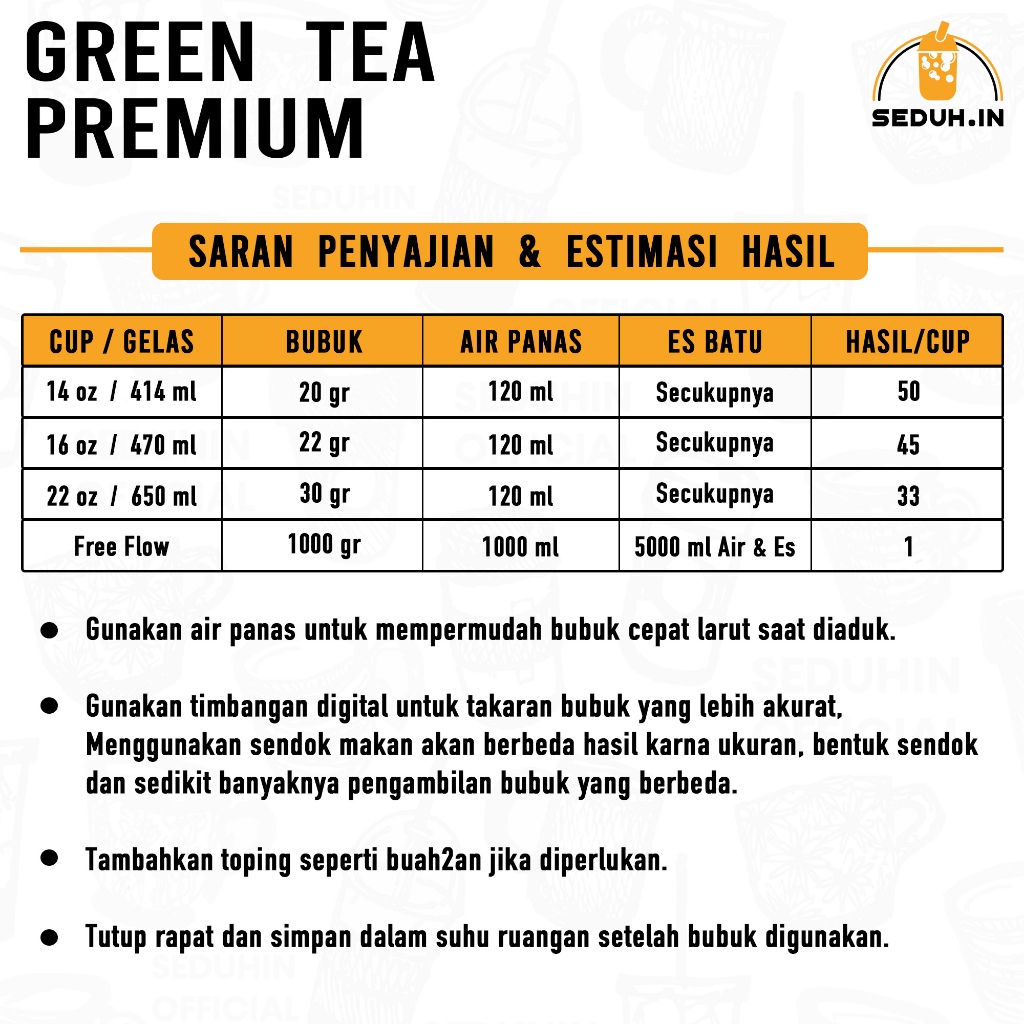 

Green Original Tea-Teh Hijau 1KG / Bubuk Minuman