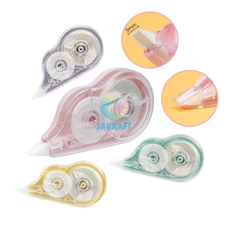

(1 Pcs) Correction Tape JOYKO CT-522PTL Warna Pastel Tip-X Tip Ex Pita 12 Meter isi Lebih Banyak Long Life