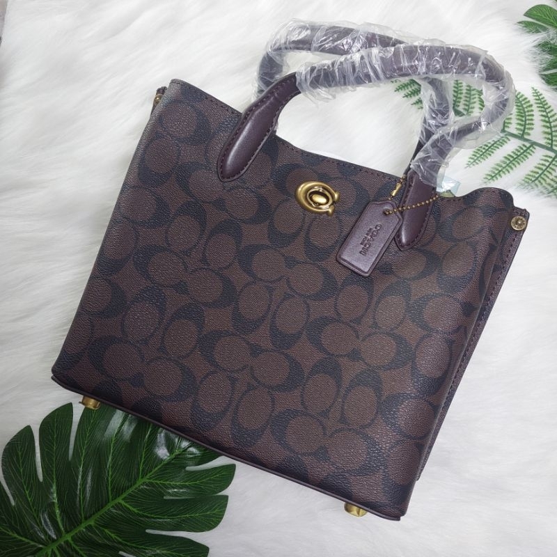 coach willow tote signature mahogany bag