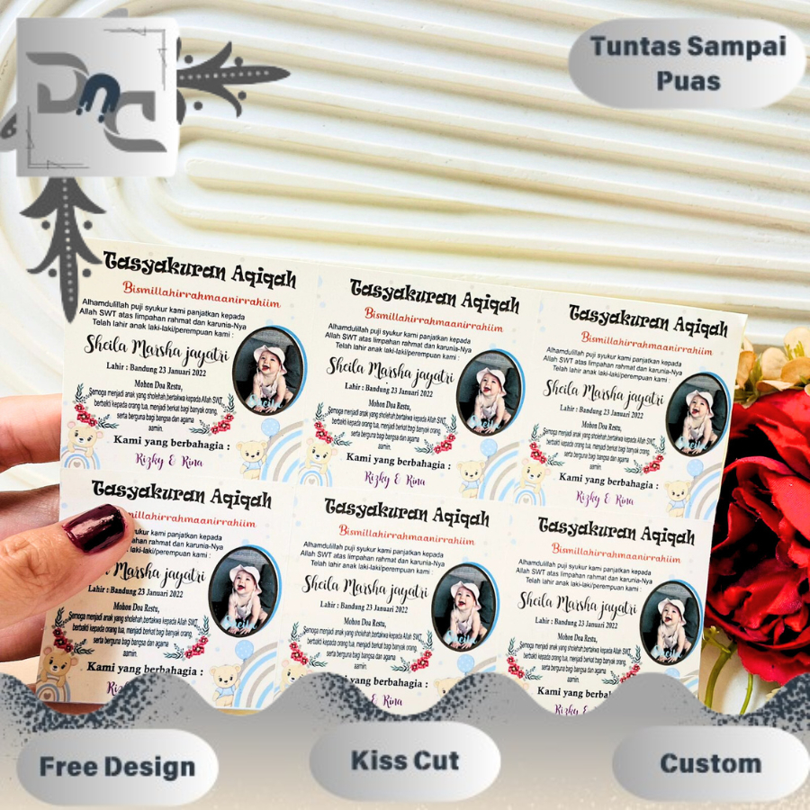 

2-4 Stiker Tasyakuran Aqiqah Bayi Sticker Syukuran Aqiqah Anak Bentuk Kotak Uk. Kecil Dnd
