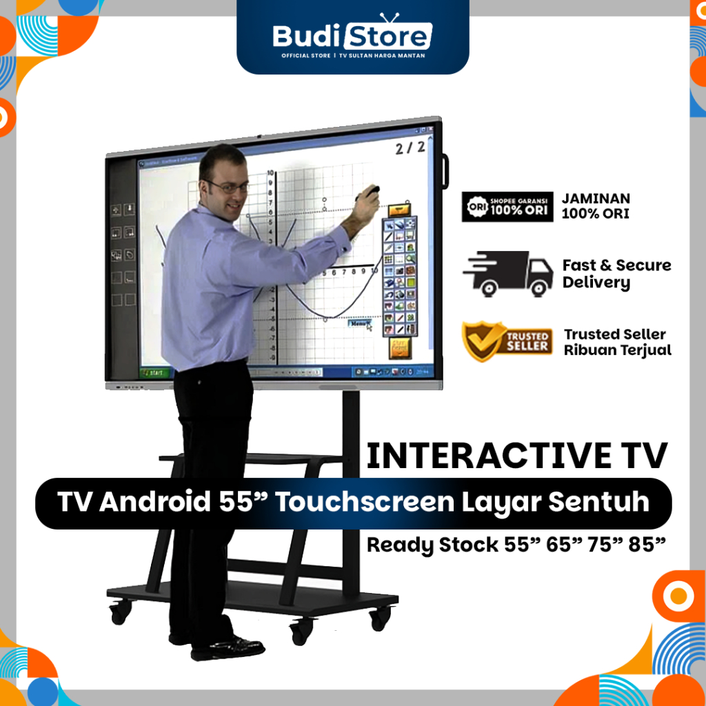 Budi Store TV Android 55" Touchscreen Layar Sentuh HDFocus Interactive Smart Whiteboard + STANDING