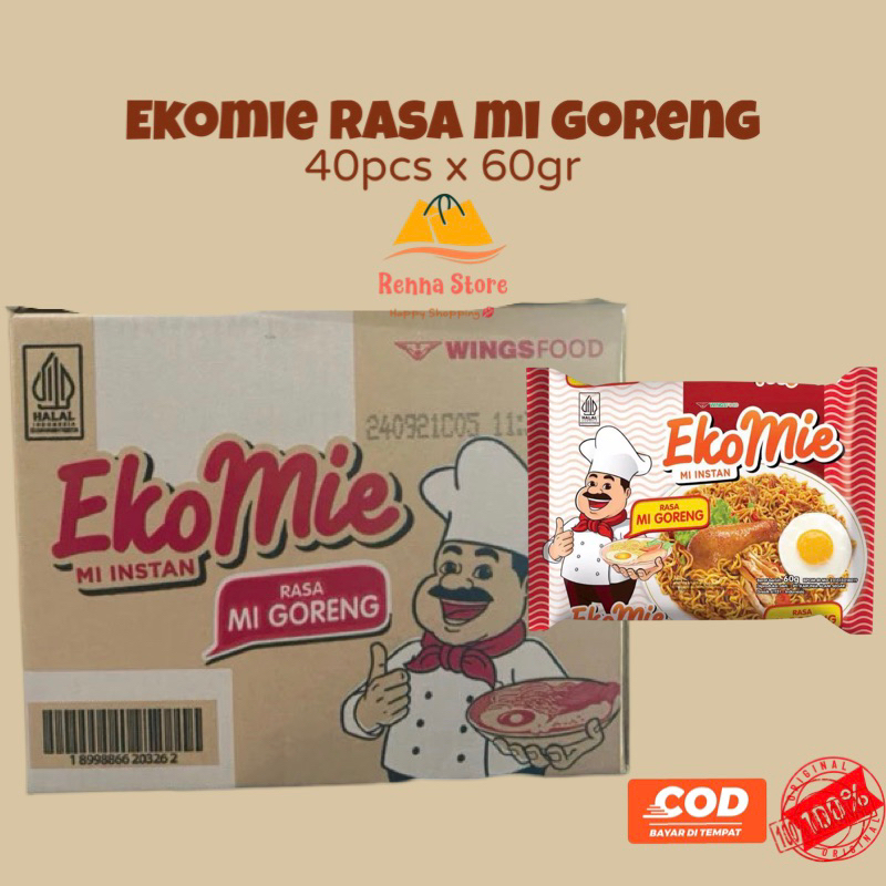 

EKOMIE Mie Goreng 60gr (1dus isi 40pcs) Food Noodles Instan