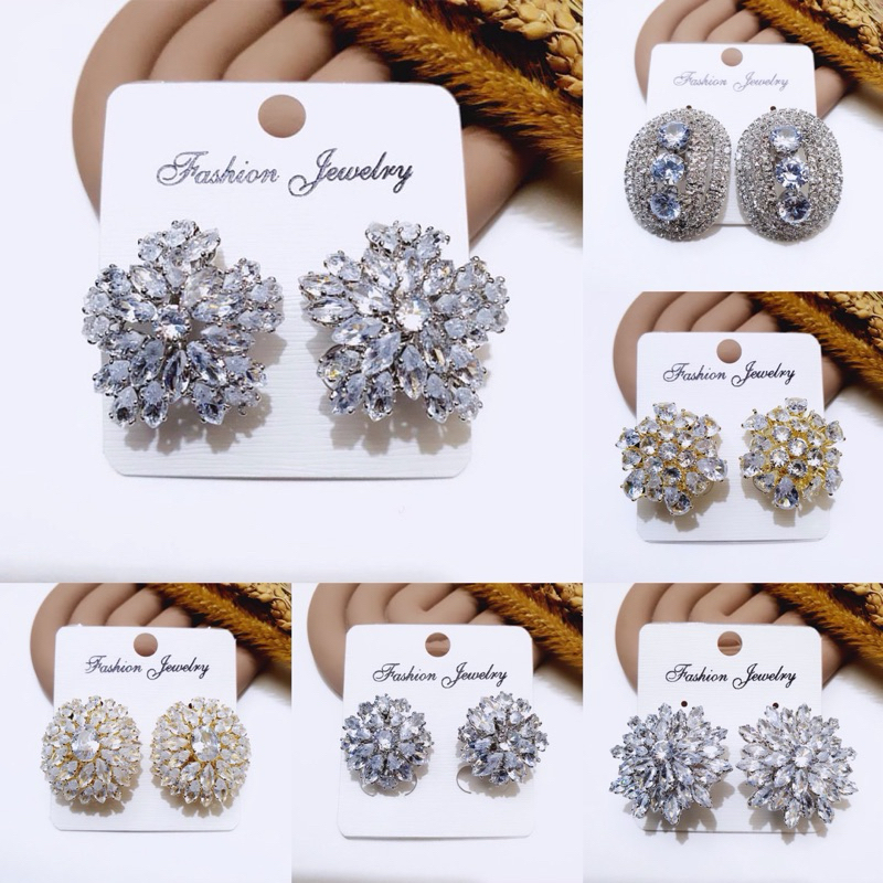 Zircon Earring / Anting Jepit Zircon / Anting Pesta / Anting Jepit Pengantin / Giwang Pengantin Cant