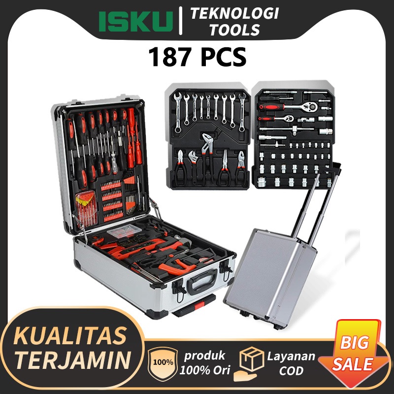 ISKU Toolkit Set 187/kunci shock set /kunci Bengkel motor komplit - 187pcs