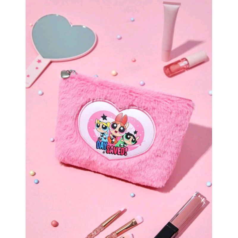 THE POWERPUFF GIRLS X SHEIN Pink Plush Cosmetic Bag