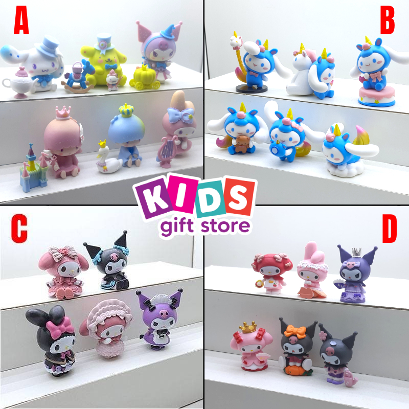 My Melody Kuromi Hello Kitty Figure Set - Mainan Figur