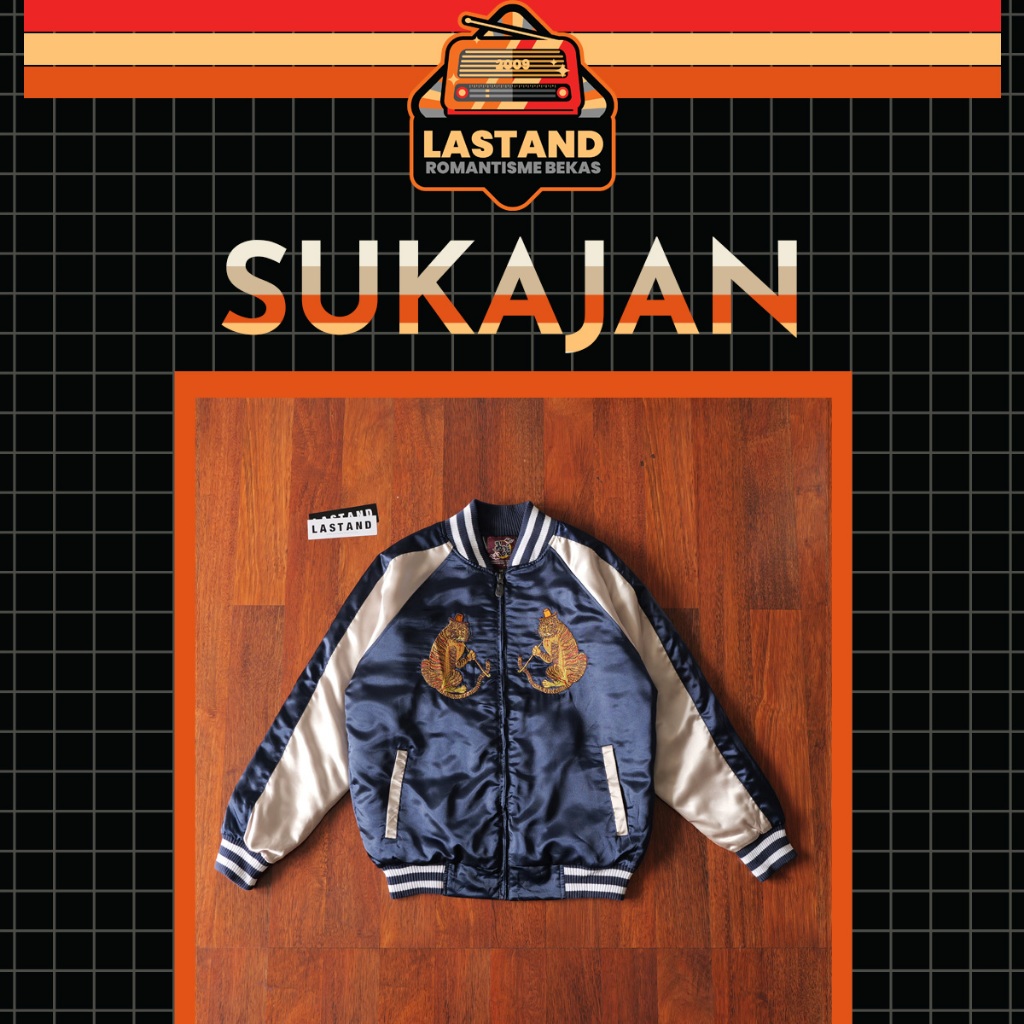 Jaket Sukajan JAPANESE BRAND OTOKOGI "SMOKING PIPE TIGER" TORA EMBROIDERED SUKAJAN SOUVENIR