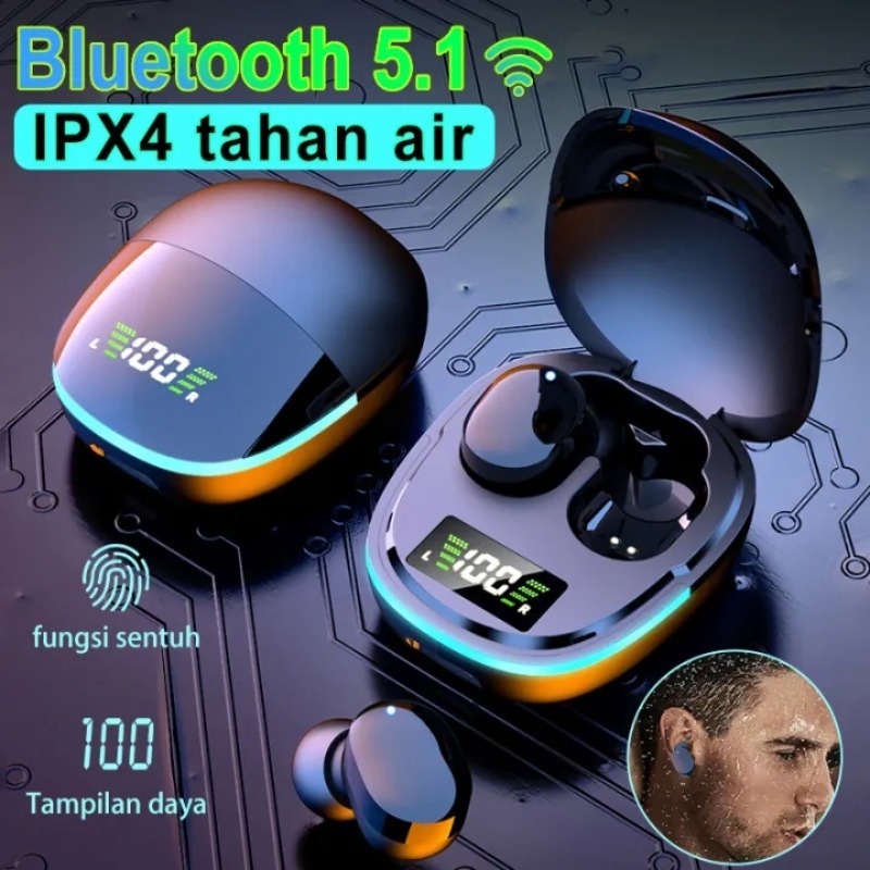 Headset Bluetooth full bass Earphone Bluetooth Nirkabel TWS Original Hedset Sentuh tampilan Digital 