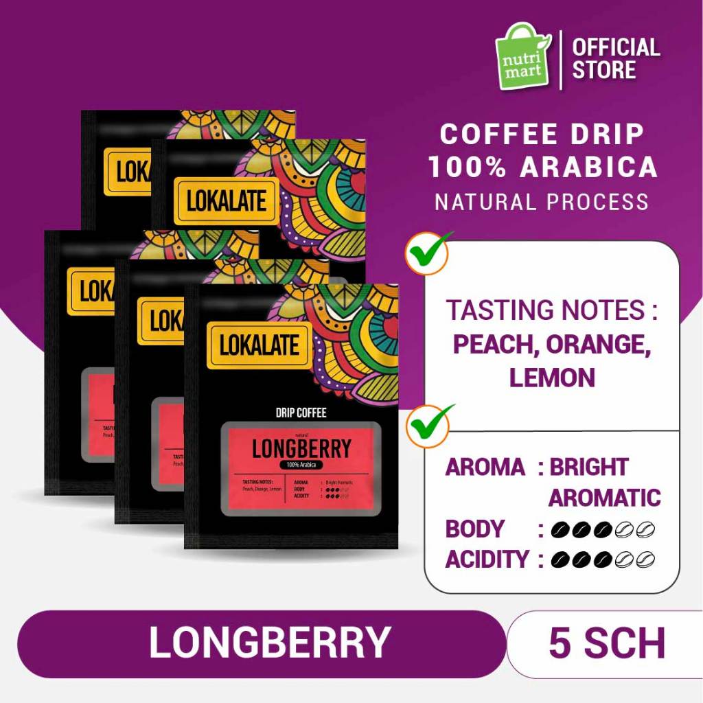

GIFT - Lokalate Coffee Drip Sidikalang Longberry Natural 5 Sachet