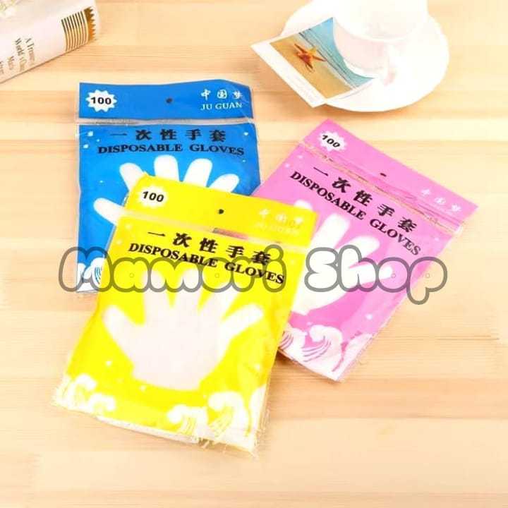 Sarung Tangan Plastik isi 100pcs Gloves sekali pakai Kantong bening Food Hand Disposable