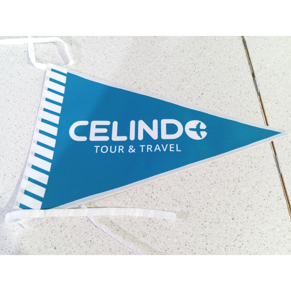 Bendera Travel Custom Logo / Bendera Segitiga Custom Full Printing