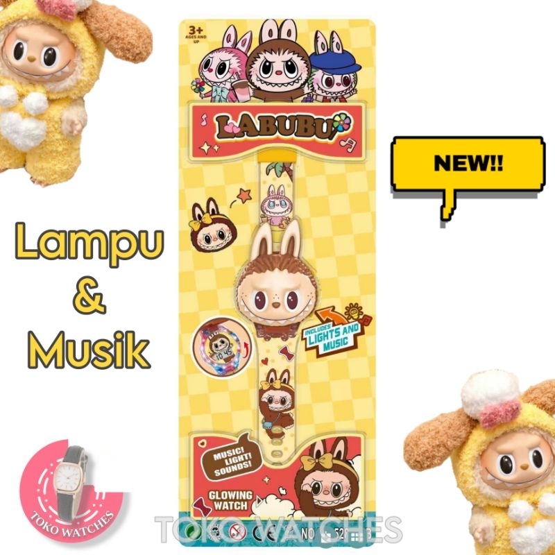 TOKO WATCHES - JAM TANGAN ANAK LABUBU MUSIK DAN LAMPU (TERMASUK BOX MIKA)