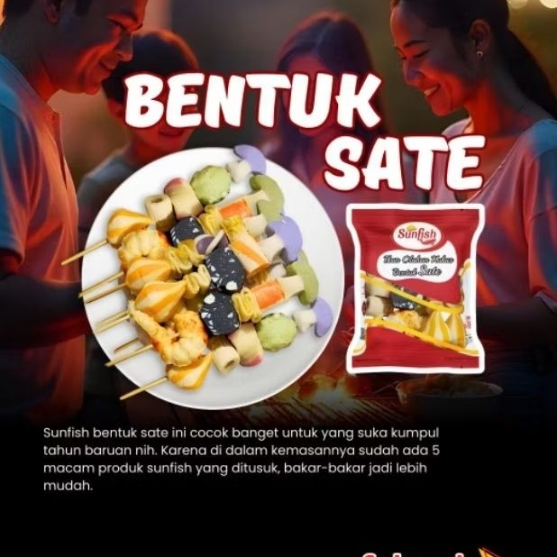 

Sunfish olahan Ikan Bentuk Sate 500gr / sate seafood / baso seafood mix bakaran